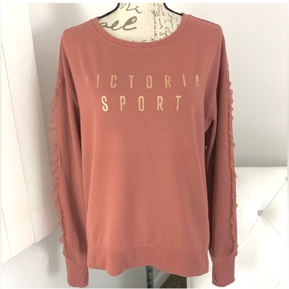LIKE NEW VS Victoria Sport L/S Ruffle Sleeved Sweatshirt - Sz Medium